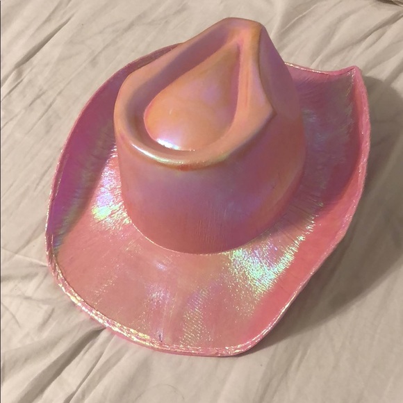 Dolls Kill Accessories - Pink Holographic Cowboy Hat